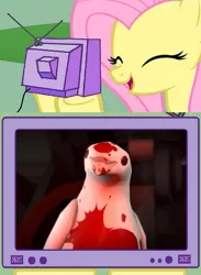 Size: 563x771 | Tagged: archimedes, artist:bb-k, blood, derpibooru import, exploitable meme, fluttershy, meme, obligatory pony, safe, team fortress 2, tv meme