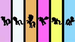 Size: 2745x1536 | Tagged: applejack, artist:iceofwaterflock, derpibooru import, fluttershy, line-up, mane six, pinkie pie, rainbow dash, rarity, safe, silhouette, twilight sparkle, vector, wallpaper