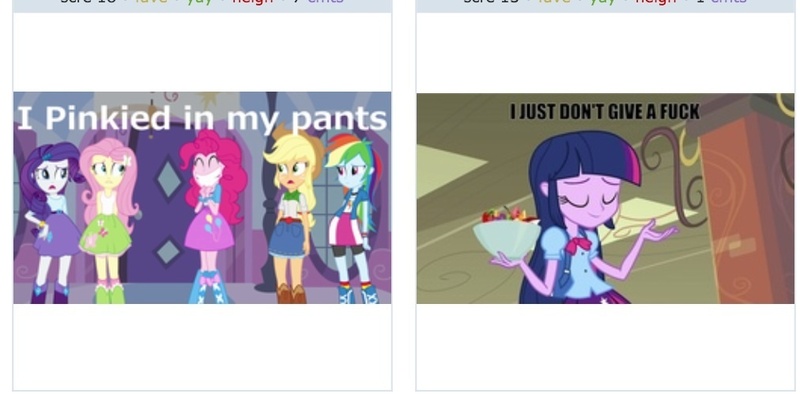 Size: 1012x499 | Tagged: safe, derpibooru import, applejack, fluttershy, pinkie pie, rainbow dash, rarity, twilight sparkle, equestria girls, exploitable meme, juxtaposition, juxtaposition win, meme, vulgar