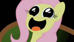 Size: 1280x720 | Tagged: adoracreepy, animated, artist:rip, artist:tiarawhy, creepy, cute, derpibooru import, dilated pupils, faic, fluttershy, nodding, not salmon, open mouth, reaction image, safe, shyabetes, smiling, solo, wat, youtube link