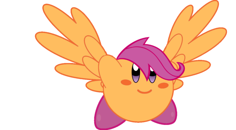 Size: 1024x565 | Tagged: artist:holsternicholson, crossover, derpibooru import, kirby, kirby (character), kirbyfied, safe, scootaloo, solo, species swap