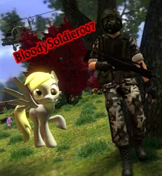 Size: 794x863 | Tagged: safe, artist:dbuilder, derpibooru import, derpy hooves, pegasus, pony, 3d, adrian shephard, ah-64 apache, birthday gift, bloodysoldier007, explosion, female, g36c, gmod, h.e.c.u., half-life, half-life: opposing force, helicopter, mare, park