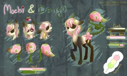 Size: 3048x1836 | Tagged: artist:weird--fish, augmented tail, derpibooru import, monster pony, oc, oc:dango, oc:mochi, original species, piranha plant pony, plant pony, reference sheet, safe, unofficial characters only