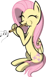 Size: 3627x6000 | Tagged: artist:subjectbubblegum, derpibooru import, eyes closed, flute, fluttershy, musical instrument, playing, safe, sitting, solo