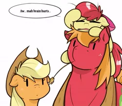 Size: 623x543 | Tagged: safe, artist:redhotkick, derpibooru import, apple bloom, applejack, big macintosh, earth pony, pony, ask big red macintosh, apple siblings, ask, dialogue, male, pony hat, stallion