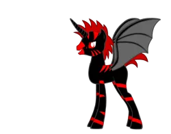 Size: 830x650 | Tagged: safe, derpibooru import, oc, unofficial characters only, alicorn, bat pony, bat pony alicorn, pony, pony creator, 9000 hours in pony creator, alicorn oc, donut steel, edgy, familiar, red and black oc, simple background, solo, transparent background