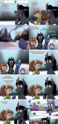 Size: 1400x3000 | Tagged: safe, artist:wiggles, derpibooru import, king sombra, oc, oc:coffee talk, oc:drizzle, oc:freckles, oc:sea breeze, wolf, ask king sombra, clothes, comic, earmuffs, scarf, snow, tumblr