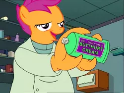 Size: 512x384 | Tagged: butthurt, chickun, derpibooru import, exploitable meme, forced meme, futurama, meme, safe, scootaloo, zoidberg