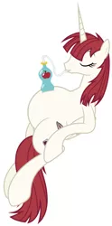 Size: 502x1015 | Tagged: apple juice, bottle, derpibooru import, faust, heartwarming in hindsight, hilarious in hindsight, juice, lauren faust, oc, oc:fausticorn, pregnant, pregnant edit, safe, solo, straw, tail, unofficial characters only
