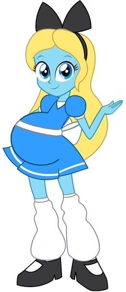 Size: 441x1019 | Tagged: safe, derpibooru import, equestria girls, alice in wonderland, equestria girls-ified, female, pregnant, pregnant edit, solo, wat, why