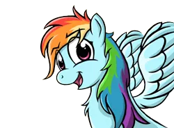 Size: 1900x1400 | Tagged: artist:whiro153, chest fluff, derpibooru import, fluffy, looking at you, messy mane, open mouth, portrait, rainbow dash, safe, simple background, smiling, solo, spread wings, transparent background