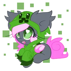 Size: 3000x3000 | Tagged: safe, artist:starlightlore, derpibooru import, oc, oc:heartbeat, unofficial characters only, bat pony, pony, blank flank, clothes, creeparka, creeper, cute, heart eyes, hoodie, minecraft, simple background, transparent background, wingding eyes