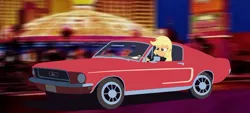 Size: 1327x601 | Tagged: safe, artist:garretthegarret, derpibooru import, applejack, equestria girls, car, driving, ford, gun, mustang, revolver, shooting, solo, weapon