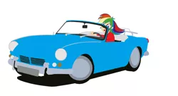 Size: 1216x657 | Tagged: safe, artist:garretthegarret, derpibooru import, rainbow dash, equestria girls, car, driving, solo, triumph, triumph spitfire