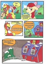 Size: 1700x2338 | Tagged: safe, artist:selyte, derpibooru import, apple bloom, applejack, big macintosh, earth pony, pony, barn, comic, flashback, male, snow, stallion, traditional art