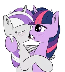 Size: 500x554 | Tagged: suggestive, derpibooru import, twilight sparkle, twilight velvet, pony, unicorn, blushing, drool, drool string, eyes closed, female, incest, infidelity, kissing, lesbian, mother and daughter, shipping, sloppy kissing, twicest, velvet sparkle
