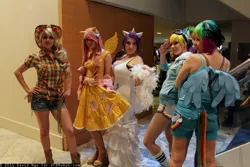 Size: 1600x1067 | Tagged: applejack, artist:burloire, artist:kalasnacks, artist:panda treats, artist:rose0fmay, cosplay, derpibooru import, dragoncon, fluttershy, human, irl, irl human, photo, rainbow dash, rarity, safe