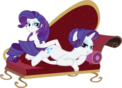 Size: 1472x1064 | Tagged: suggestive, artist:amcaptainme, artist:exe2001, artist:kog, artist:zakbo1337, derpibooru import, rarity, human, pony, equestria girls, bedroom eyes, breasts, couch, draw me like one of your french girls, explicit source, fainting couch, feet, human ponidox, humanized, nudity, pillow, self ponidox, simple background, strategically covered, transparent background, vector