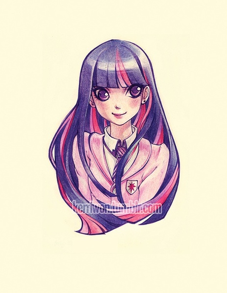 Size: 638x825 | Tagged: artist:kerriwon, derpibooru import, human, humanized, safe, solo, twilight sparkle