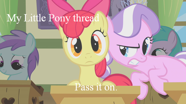 Size: 640x360 | Tagged: apple bloom, call of the cutie, derpibooru import, diamond tiara, forum, liza doolots, my little pony, petunia, princess celestia, safe, screencap, season 1, text, tootsie flute