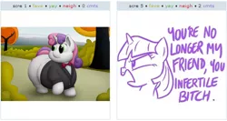 Size: 1042x556 | Tagged: artist:jesseorange, artist:shoutingisfun, derpibooru, derpibooru import, exploitable meme, fat, fatty belle, juxtaposition, juxtaposition fail, juxtaposition win, meme, meta, safe, sweetie belle, twilight sparkle, vulgar