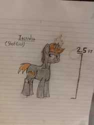 Size: 960x720 | Tagged: safe, artist:unicron, derpibooru import, oc, oc:incendia, unofficial characters only, pony, fanfic:antipodes, solo, the fringe, traditional art