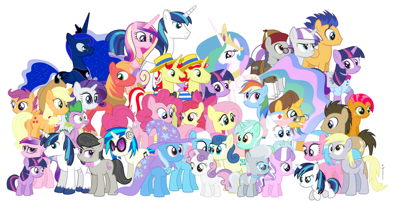 Size: 1280x650 | Tagged: aloe, apple bloom, applejack, artist:dm29, babs seed, big macintosh, bon bon, cutie mark crusaders, derpibooru import, derpy hooves, diamond tiara, doctor horse, doctor stable, doctor whooves, equestria girls outfit, everypony, eye contact, filly, flam, flash sentry, flim, flim flam brothers, fluttershy, frown, glare, grin, headphones, lotus blossom, lyra heartstrings, mane seven, nurse redheart, octavia melody, pinkie pie, princess cadance, princess celestia, princess luna, rainbow dash, raised eyebrow, rarity, rule 63, sad, safe, scootaloo, shining armor, silver spoon, simple background, smiling, spa twins, spike, sweetie belle, sweetie drops, time turner, trixie, twilight sparkle, twilight sparkle (alicorn), twilight velvet, unamused, uncle curio, vinyl scratch, wall of tags, white background, wide eyes, younger