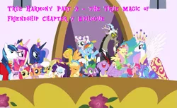 Size: 1063x652 | Tagged: safe, artist:rigifan32, derpibooru import, apple bloom, applejack, discord, flash sentry, fluttershy, pinkie pie, princess cadance, princess celestia, princess luna, rainbow dash, rarity, scootaloo, shining armor, spike, sweetie belle, trixie, twilight sparkle, twilight sparkle (alicorn), oc, alicorn, pony, everypony, female, mare