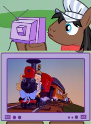 Size: 563x771 | Tagged: casey jr., dumbo, exploitable meme, full steam, meme, obligatory pony, promontory, safe, train, tv meme