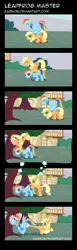 Size: 800x2600 | Tagged: abuse, applejack, artist:kaznob, comic, dashabuse, derp, derpibooru import, leapfrog, old master q, rainbow dash, safe, scheming