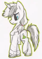 Size: 637x891 | Tagged: safe, artist:norithecat, derpibooru import, oc, oc:litmus paper, unofficial characters only, pegasus, pony, clothes, lab coat, male, solo, stallion, unshorn fetlocks