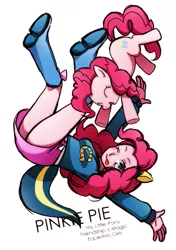 Size: 519x739 | Tagged: safe, artist:kurosaki nekorin, derpibooru import, pinkie pie, equestria girls, boots, clothes, cute, diapinkes, high heel boots, human ponidox, pixiv, skirt, skirt lift, solo, square crossover, sweater, thighs, wondercolts