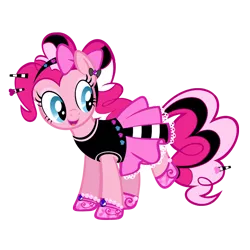 Size: 1000x1000 | Tagged: safe, artist:pixelkitties, derpibooru import, pinkie pie, pony, alternate hairstyle, clothes, goth, gothic pinkie, pinkie pie's boutique, shoes, simple background, skirt, solo, toy interpretation, transparent background, vector