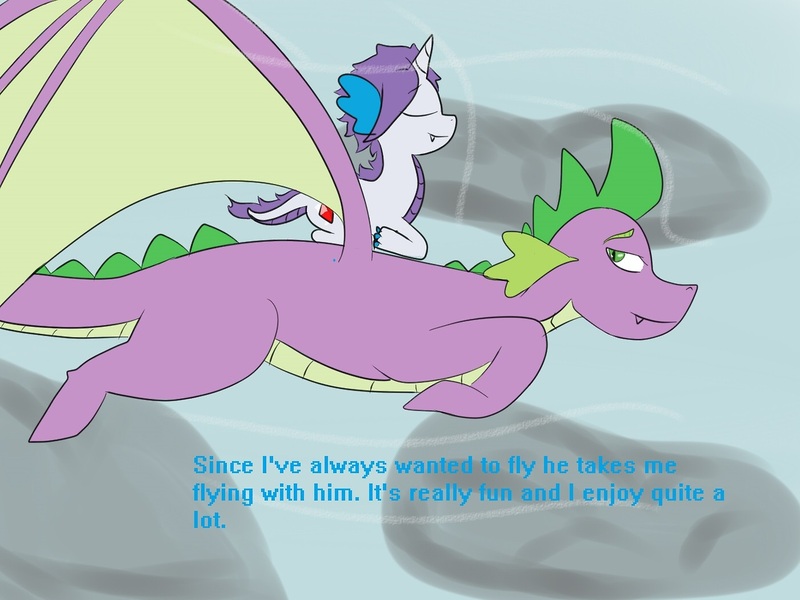 Size: 1280x960 | Tagged: adult spike, artist:15madycat, asksparityfamily, derpibooru import, dracony, father and son, flying, hybrid, interspecies offspring, my little pony genesis, oc, oc:gem, offspring, older, older spike, parent:rarity, parent:spike, parents:sparity, ponies riding dragons, riding, safe, spike