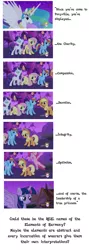 Size: 1174x3282 | Tagged: alicorn, applejack, derpibooru import, elements of harmony, fluttershy, magical mystery cure, pinkie pie, princess, princess celestia, rainbow dash, rarity, safe, speculation, text, theory, twilight sparkle, twilight sparkle (alicorn)