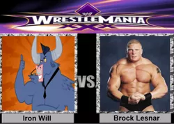 Size: 900x642 | Tagged: brock lesnar, death battle, derpibooru import, edit, edited screencap, iron will, safe, screencap, wrestlemania, wrestling, wwe