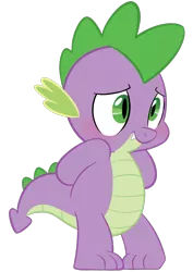 Size: 853x1207 | Tagged: safe, artist:acstlu, derpibooru import, spike, dragon, blushing, cute, embarrassed, fangs, green eyes, male, scales, simple background, solo, spikabetes, transparent background, vector