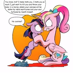 Size: 370x370 | Tagged: derpibooru import, dissonant cadance, edit, filly, idw, meme, princess cadance, safe, spoiler:comic, twilight sparkle, younger