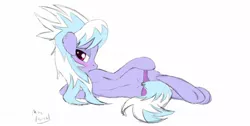 Size: 1360x686 | Tagged: artist:drizziedoodles, back, blushing, clothes, cloudchaser, derpibooru import, female, hooves, looking back, panties, side, solo, solo female, suggestive, sultry pose, underwear