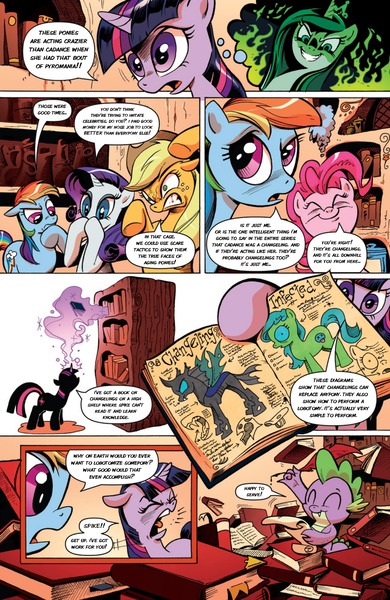 Size: 1248x1920 | Tagged: applejack, book, changeling, comic, comic book, derpibooru import, edit, idw, parody, pinkie pie, ponies unbridled, rainbow dash, rarity, safe, spike, spoiler:comic, twilight sparkle