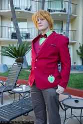 Size: 1365x2048 | Tagged: 2013, anime los angeles, artist needed, big macintosh, bowtie, clothes, convention, cosplay, derpibooru import, human, irl, irl human, photo, safe, solo, suit