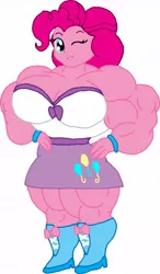 Size: 748x1280 | Tagged: suggestive, artist:knox2008, derpibooru import, pinkie pie, equestria girls, breasts, busty pinkie pie, female, muscles, overdeveloped muscles, pinkie pump, solo, solo female