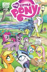 Size: 2063x3131 | Tagged: safe, artist:andypriceart, derpibooru import, idw, applejack, fluttershy, pinkie pie, princess celestia, princess luna, rainbow dash, rarity, spike, twilight sparkle, twilight sparkle (alicorn), alicorn, pony, comic, cover, female, image, jpeg, makeup, mane seven, mane six, mare, roller skates, tail, tail pull, tentacles