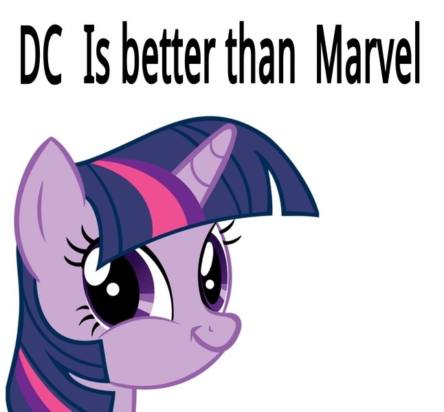 Size: 646x600 | Tagged: dc comics, derpibooru import, drama bait, fandom war, marvel, marvel comics, master ruseman, meme, obligatory pony, safe, solo, text, twiface, twilight sparkle, wrong neighborhood