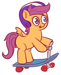 Size: 588x723 | Tagged: safe, artist:applebeans, derpibooru import, edit, scootaloo, remake, scooter, solo