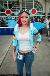 Size: 1365x2048 | Tagged: artist needed, cosplay, derpibooru import, ears, goggles, human, irl, irl human, photo, rainbow dash, safe, san diego comic con