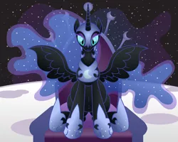 Size: 13500x10800 | Tagged: absurd resolution, artist:xniclord789x, belly, belly button, derpibooru import, looking at you, moon, nightmare moon, pregnant, safe, simple background, solo, throne, transparent background