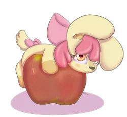 Size: 1200x1100 | Tagged: apple, apple bloom, artist:alasou, bunnified, derpibooru import, rabbit, safe, solo, species swap