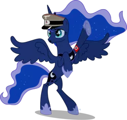 Size: 1024x962 | Tagged: artist:php50, derpibooru import, hat, hitler moustache, nazi, nazi armband, peaked cap, princess luna, safe, simple background, solo, transparent background, vector, why sid why