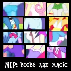 Size: 1024x1024 | Tagged: suggestive, derpibooru import, apple bloom, applejack, fluttershy, pinkie pie, rainbow dash, rarity, scootaloo, sunset shimmer, sweetie belle, twilight sparkle, vinyl scratch, equestria girls, breasts, cutie mark crusaders, delicious flat chest, female, low quality, mane six, sunflat shimmer